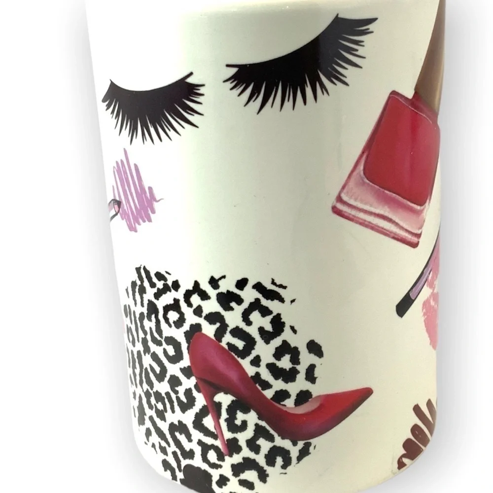 Fashion Girl Boss Bathroom Tumbler Ceramic Accessory Makeup Animal Print